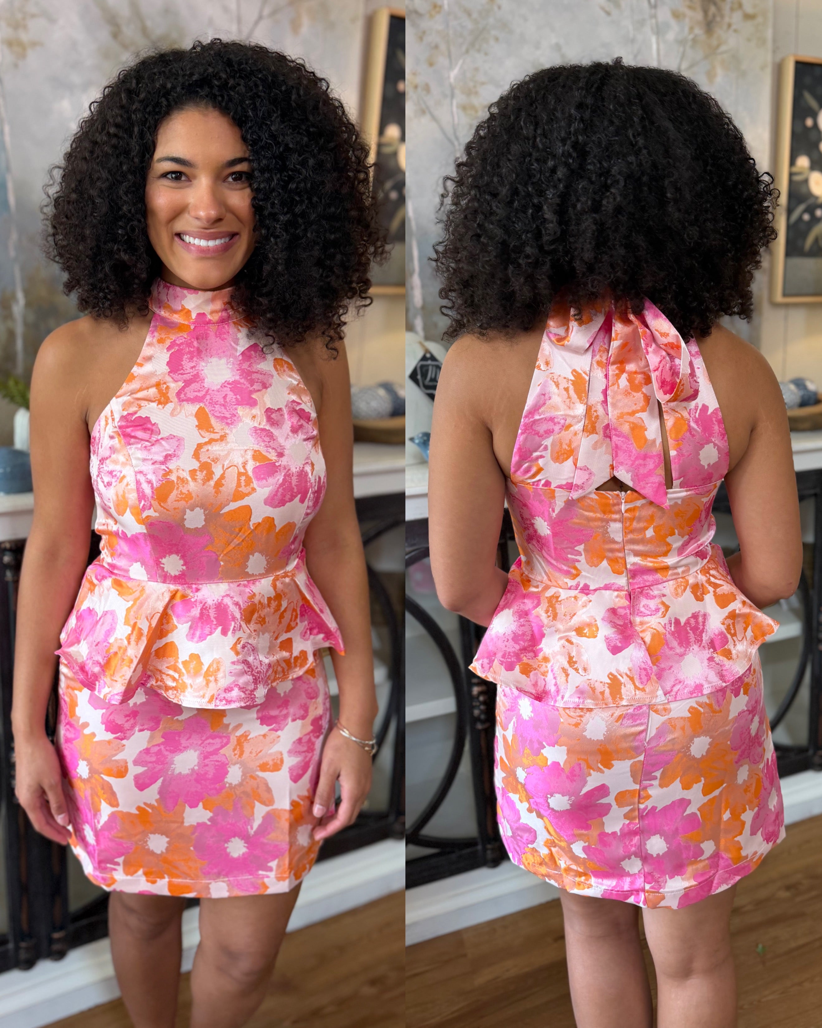Sunset Bloom Peplum Dress – The Teal Gypsy Boutique