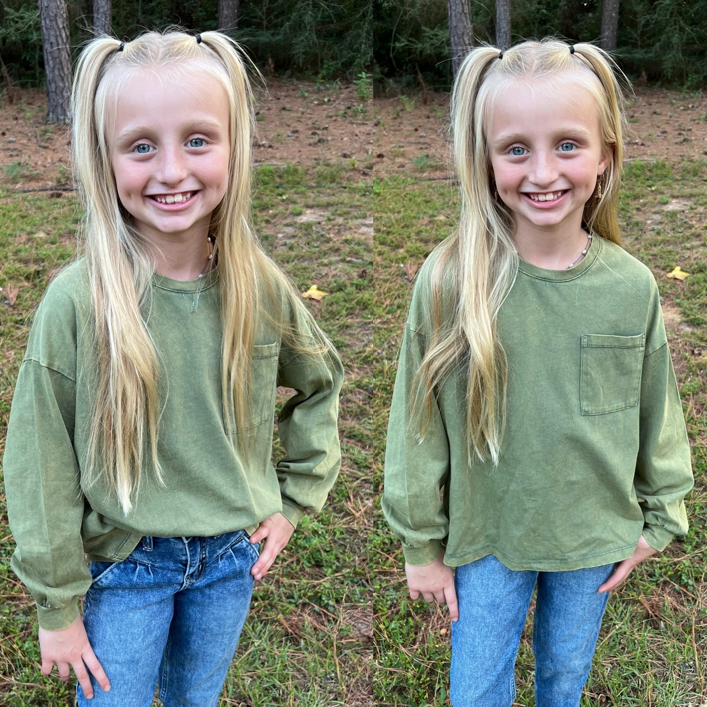 Girls Olive Knit Top
