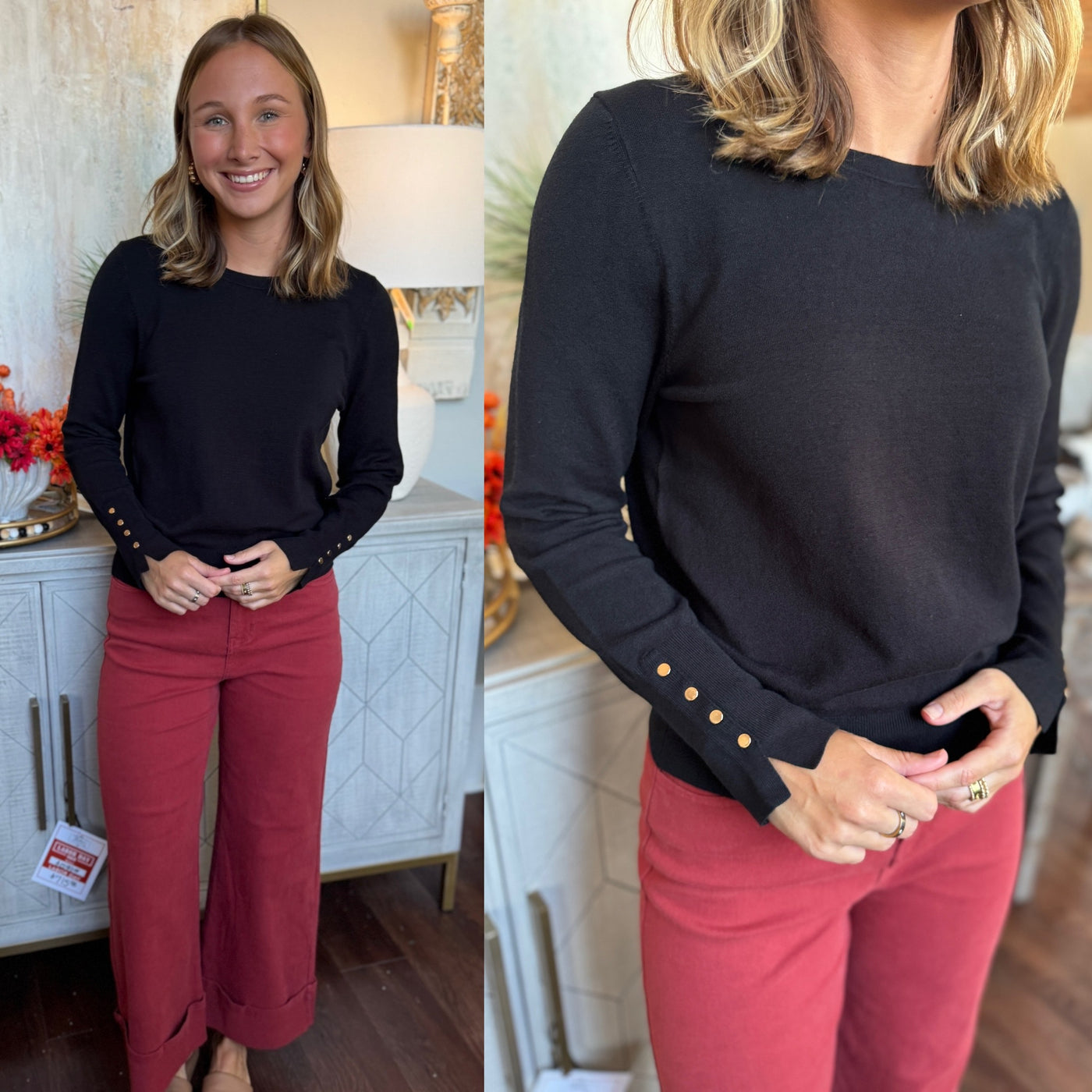 Gold Button Detail Sweater