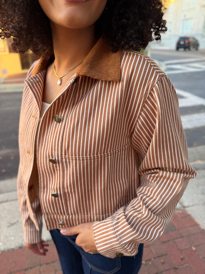 Striped Corded Collar Jacket