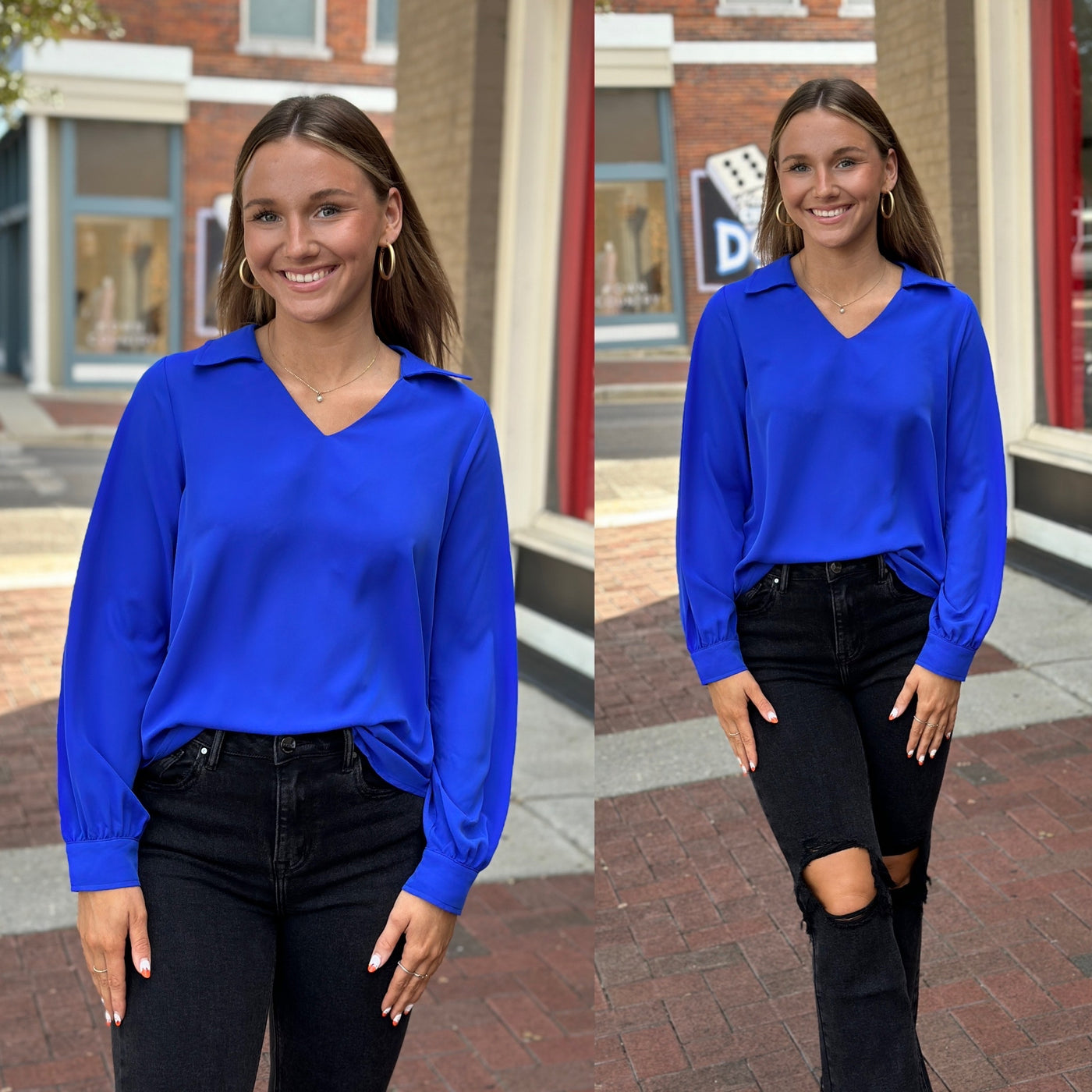 Solid Royal Collared Blouse