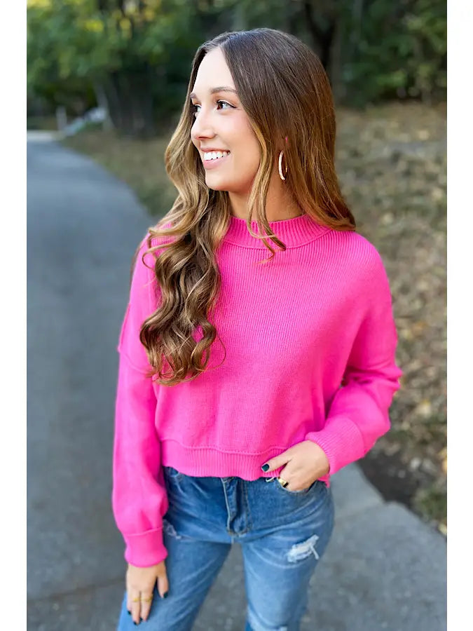 Hot Pink Cropped Sweater
