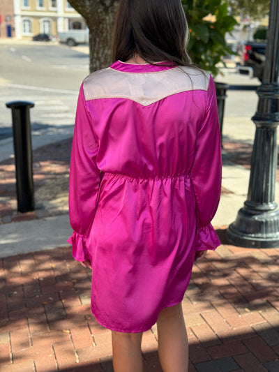 Priscilla Pink Satin Dress