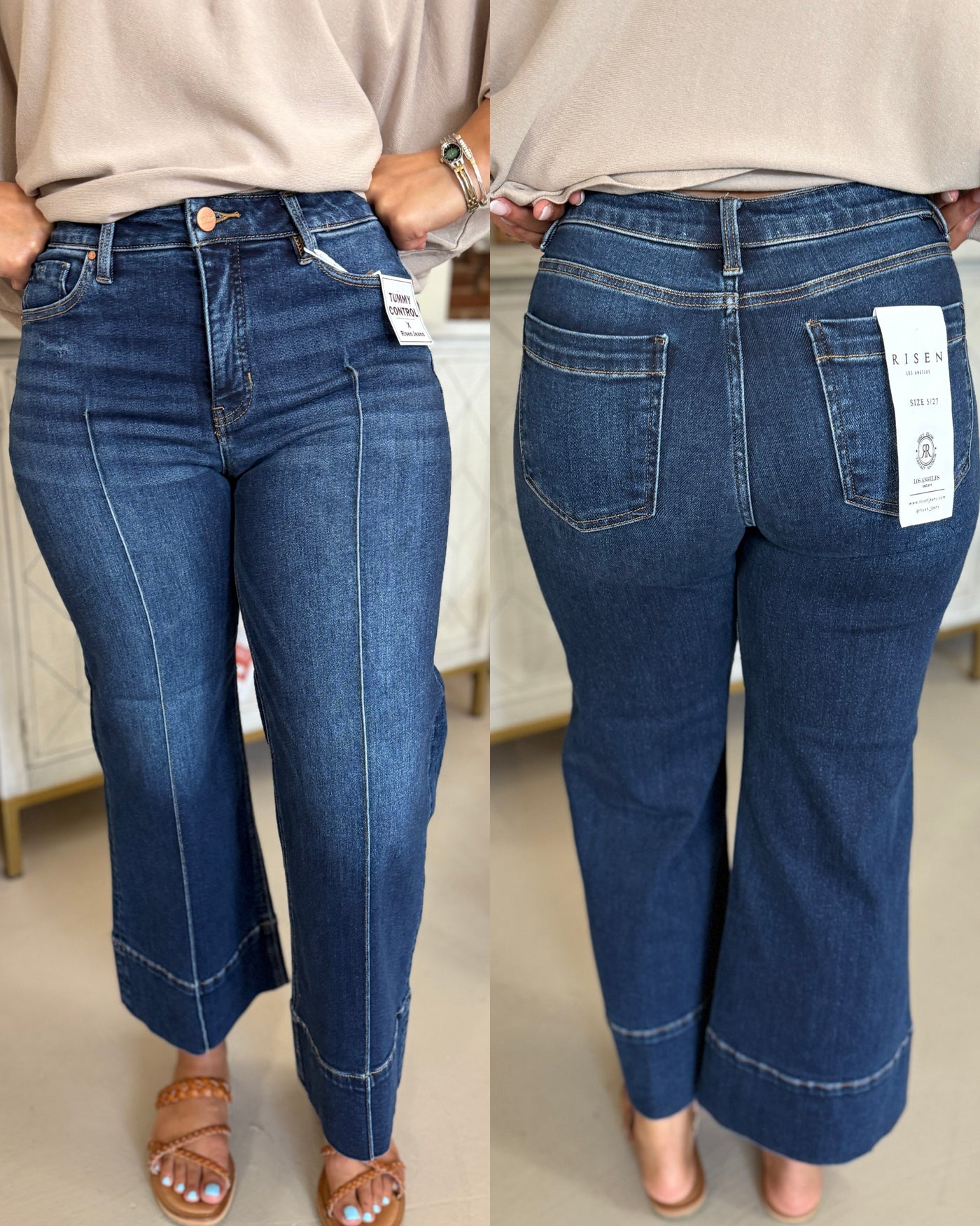 Dark Pintuck Wide Crop