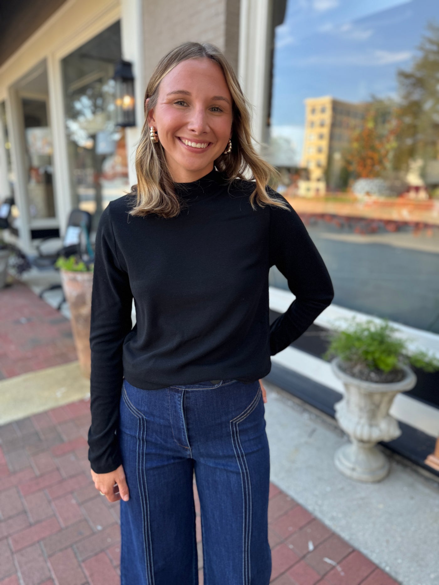 Layering Black Mock Neck