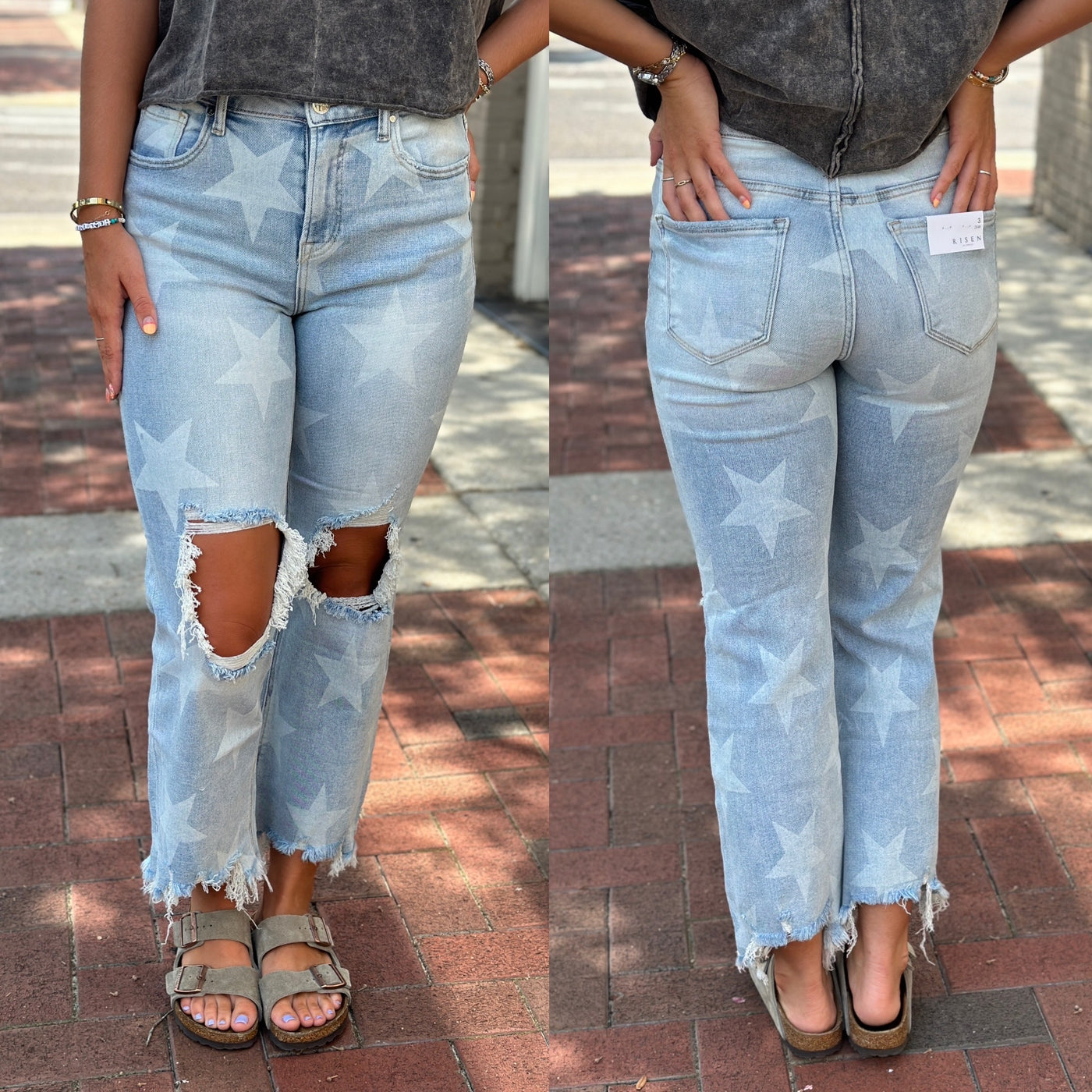 Cropped Star Distressed Jean