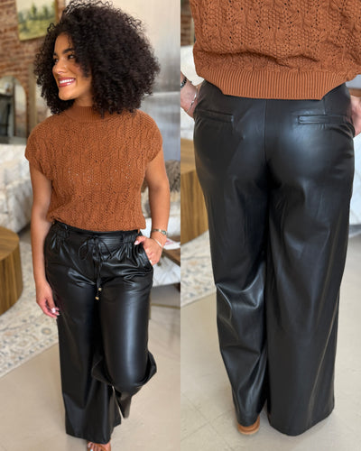 Pleather Wide Leg Pant