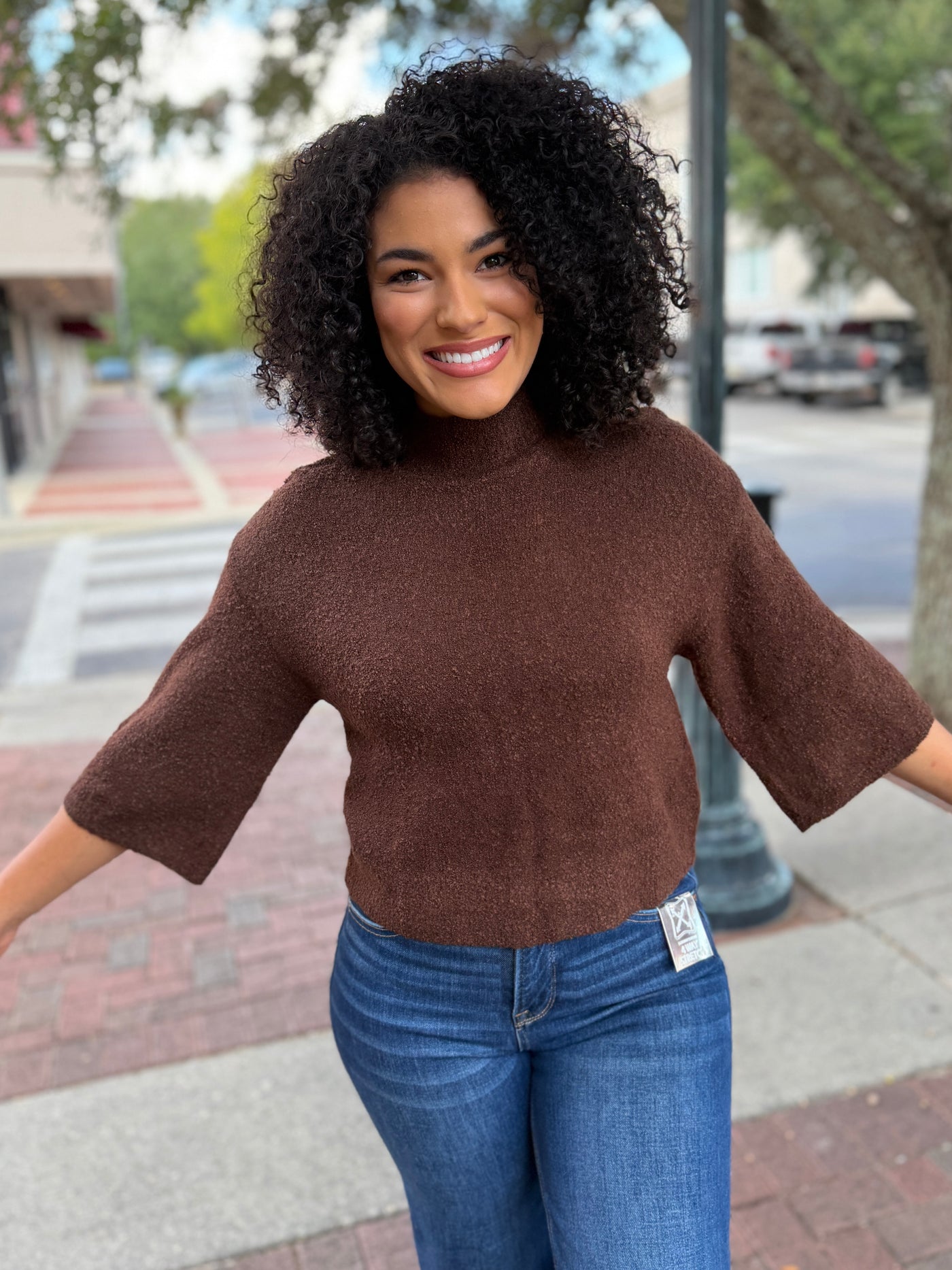 Crop Mock Neck Sweater