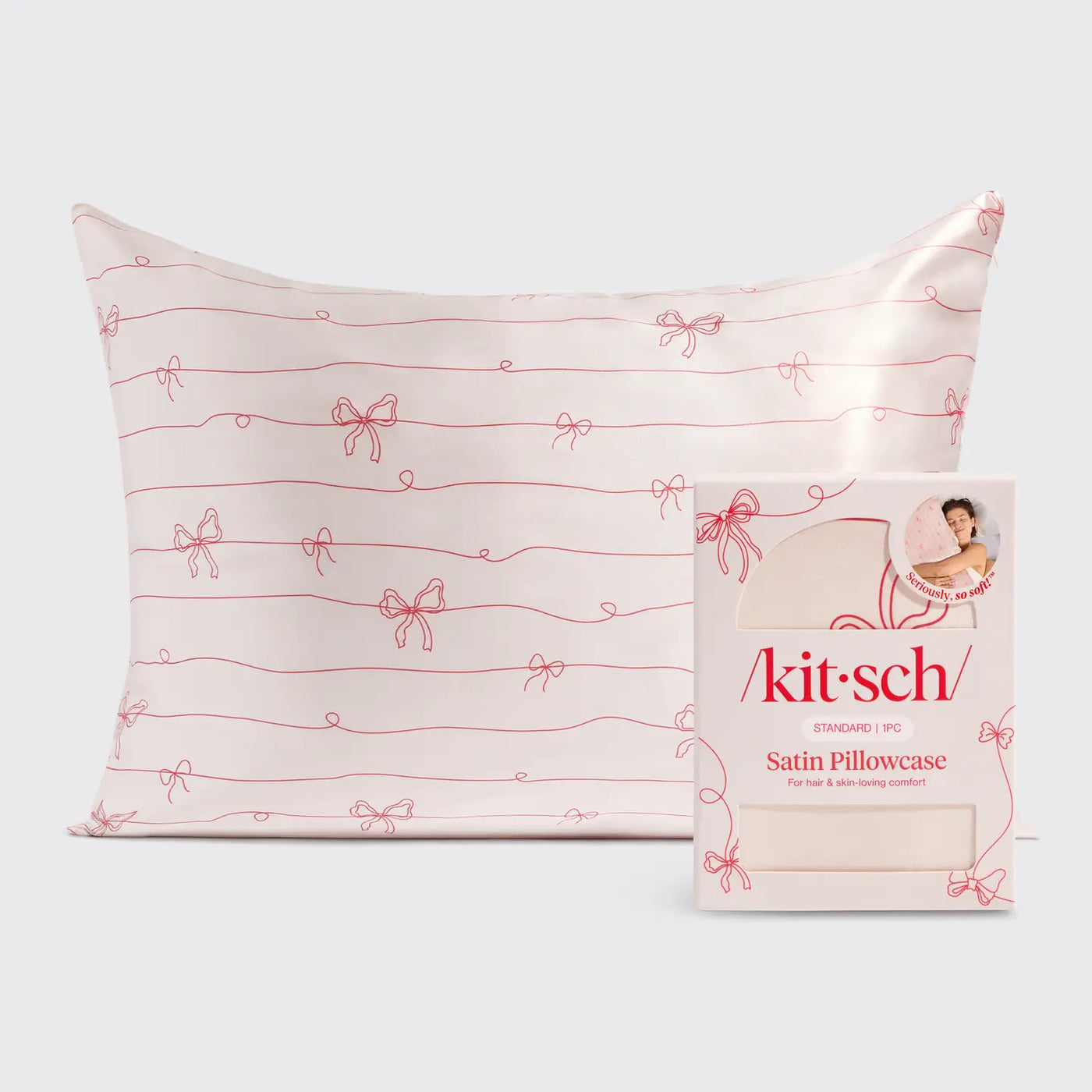 Bow Stripe Satin Pillowcase