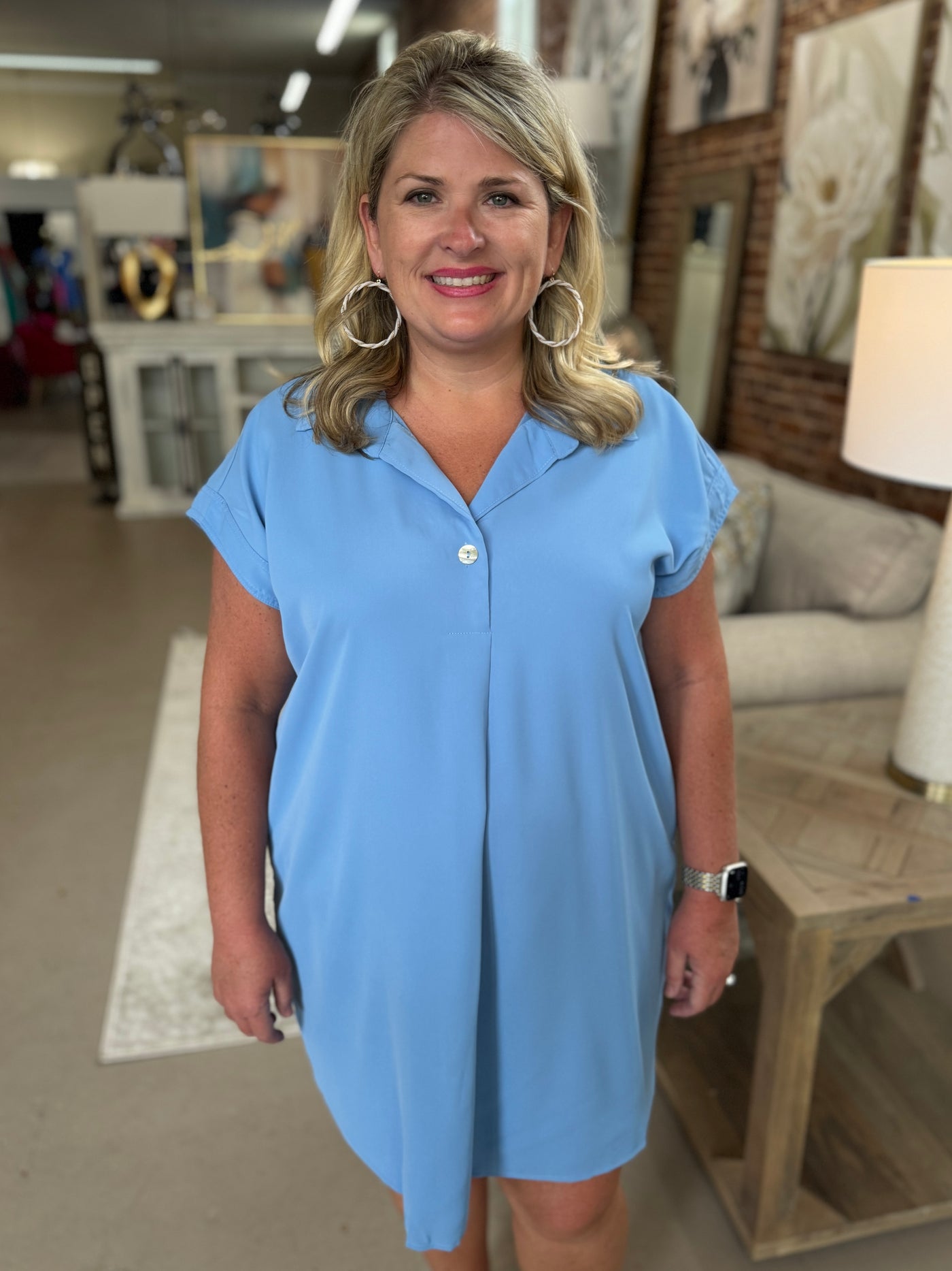 Baby Blue Button Front Dress