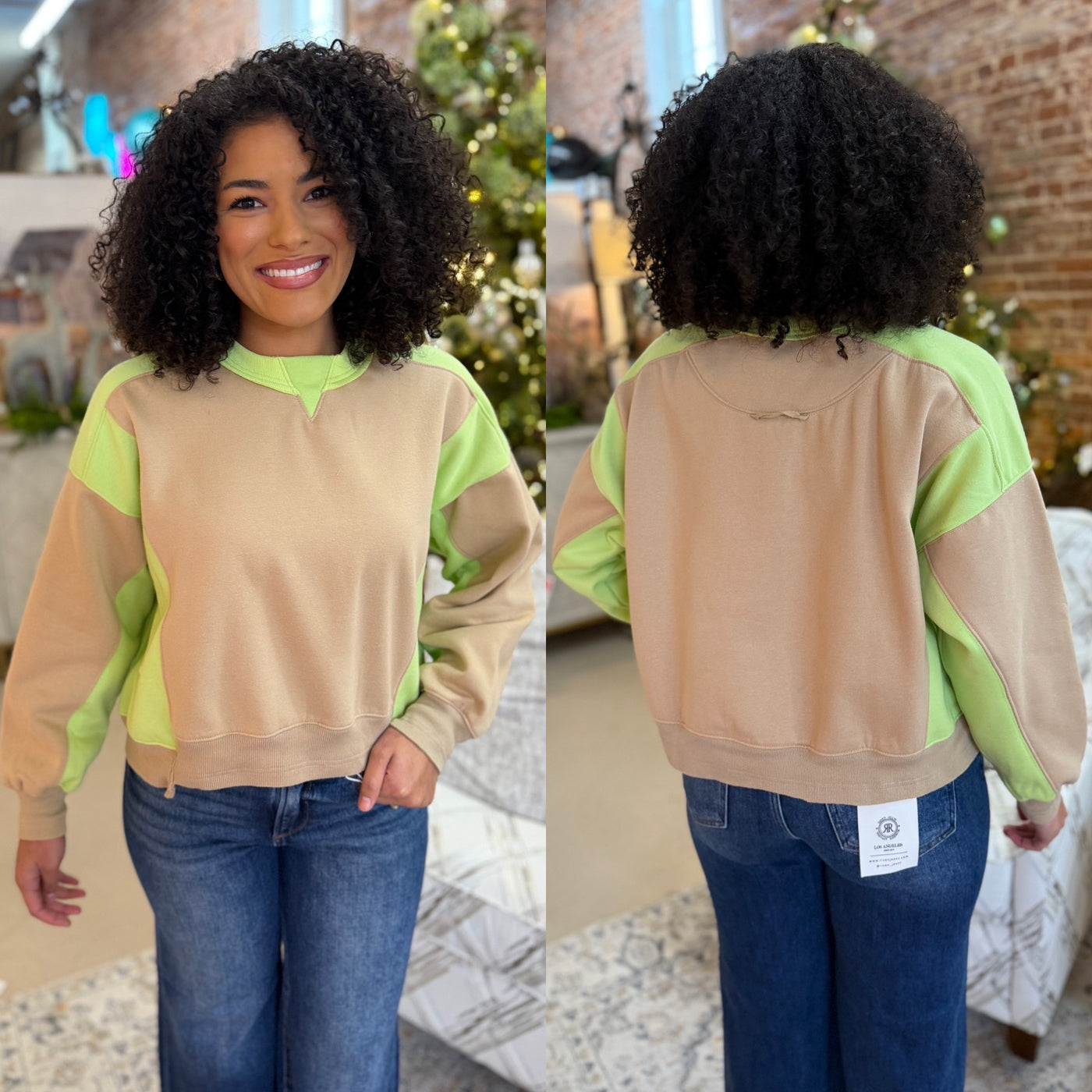 Taupe/Lime Pullover