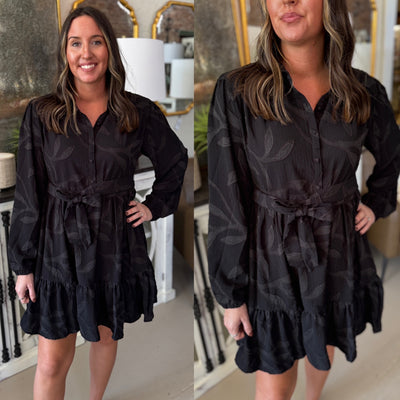 Jacquard Tie Waist Dress