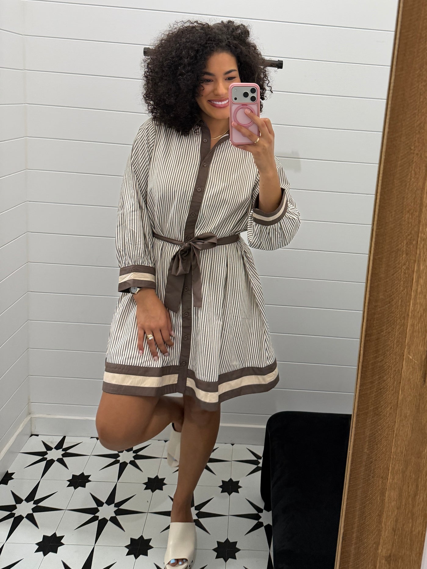 Tie-waist Striped Dress