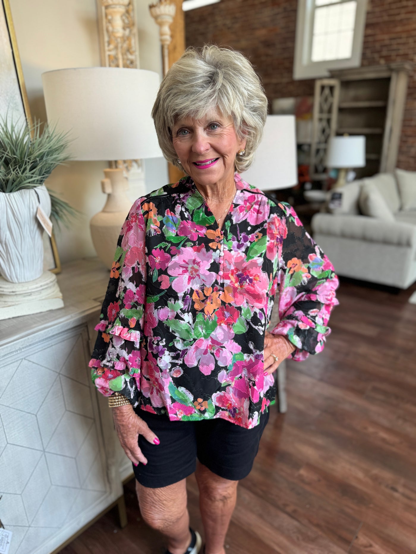 Floral Jacquard Blouse