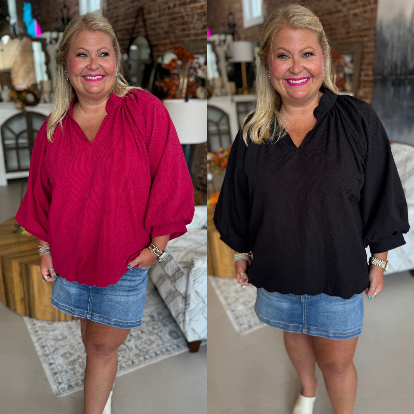 Solid Textured Blouse