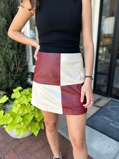 Burgundy Check Skirt