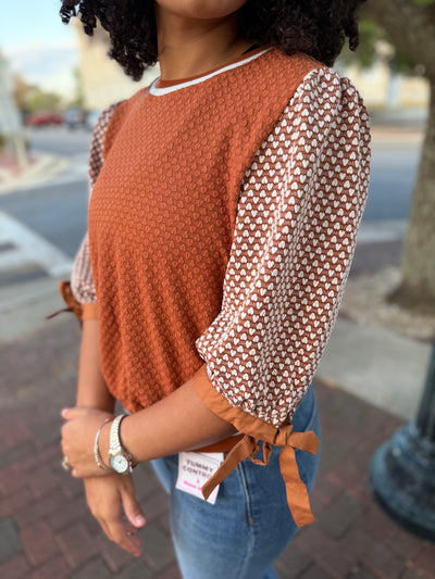 Caramel Contrast Knit Top