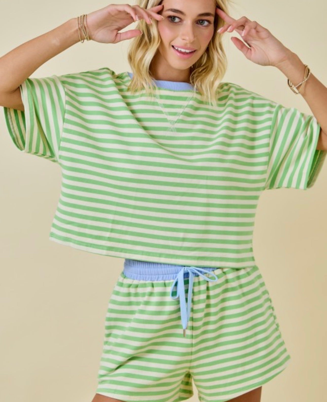 Honeydew Striped Set