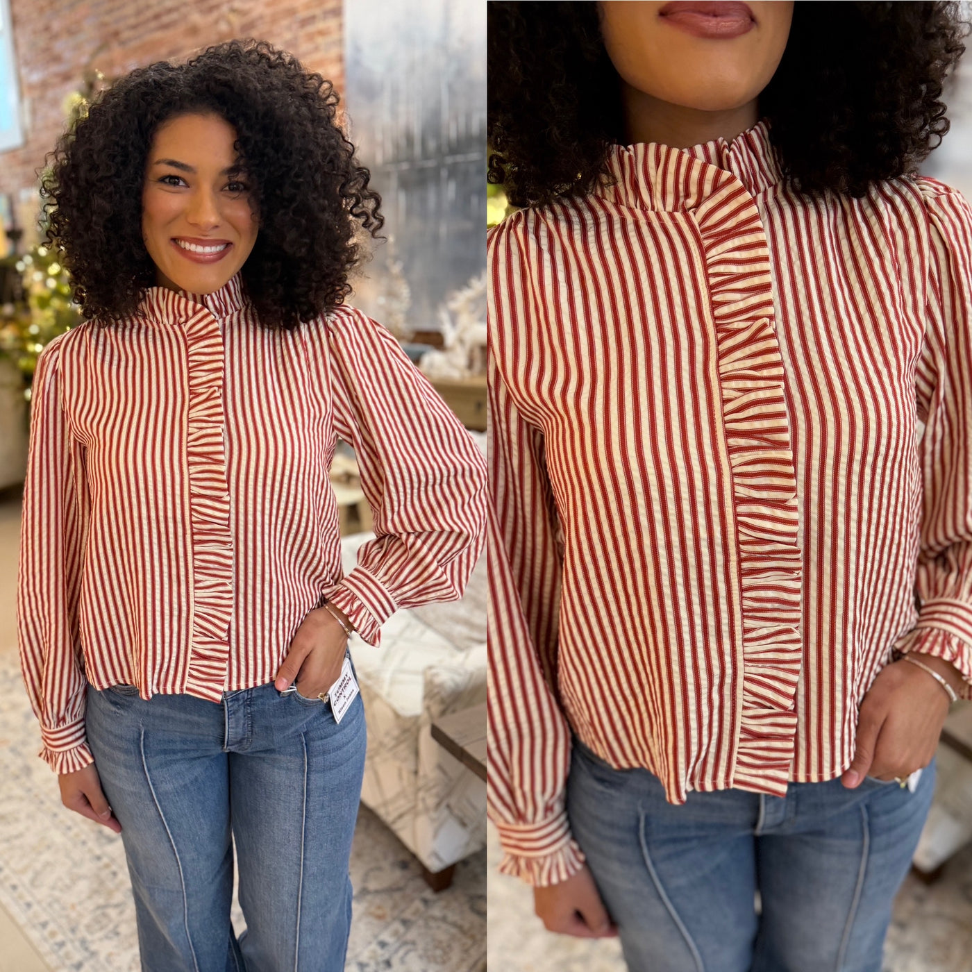 Brick Ruffle Blouse
