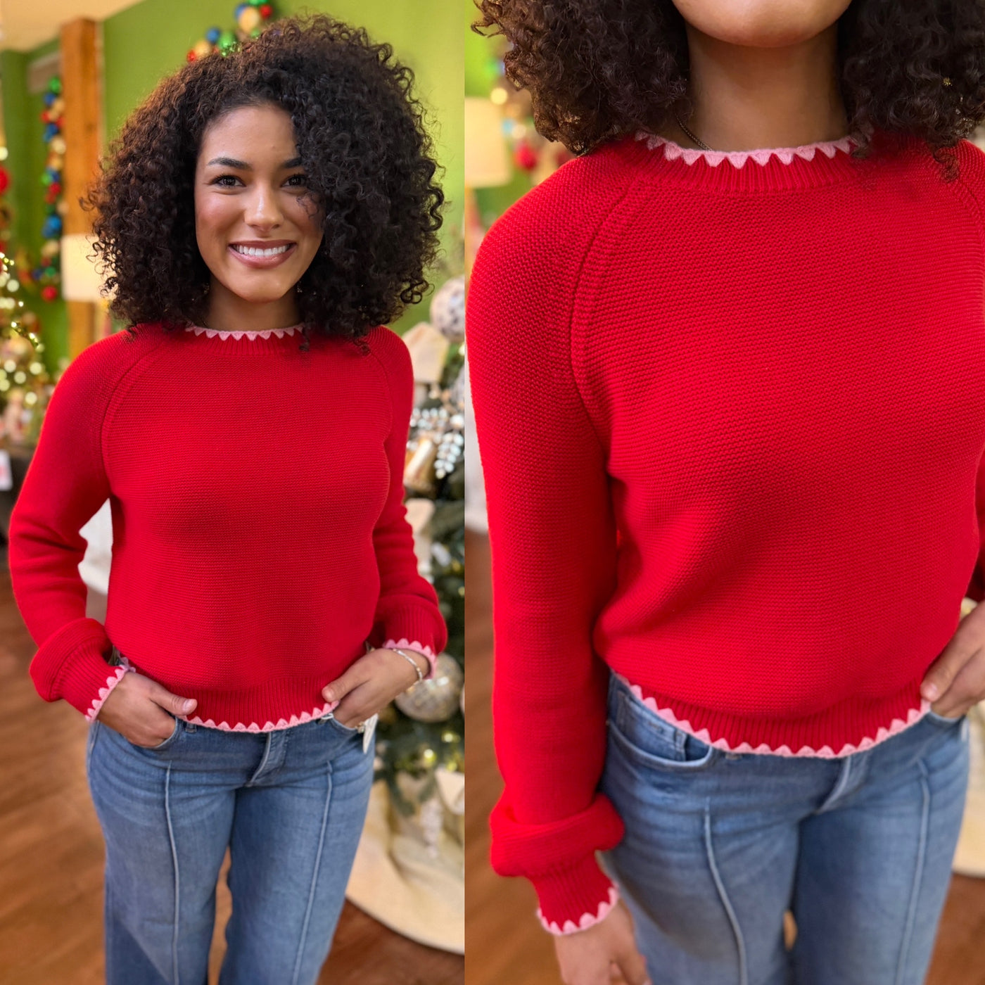 Red/Pink Sweater Top