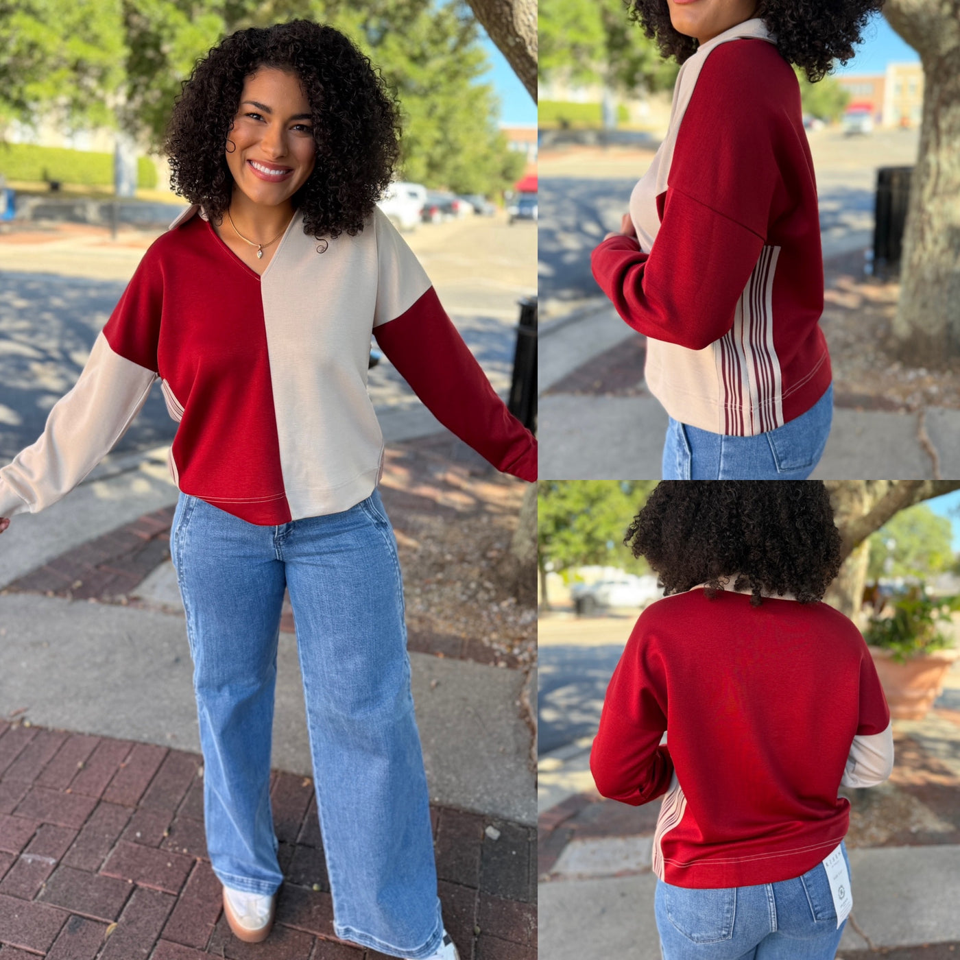 Crimson Colorblock Top