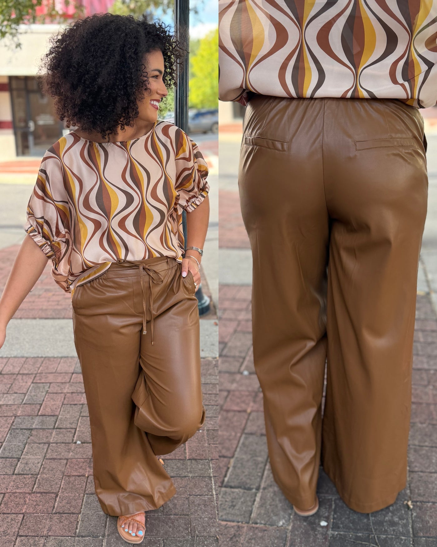 Pleather Wide Leg Pant