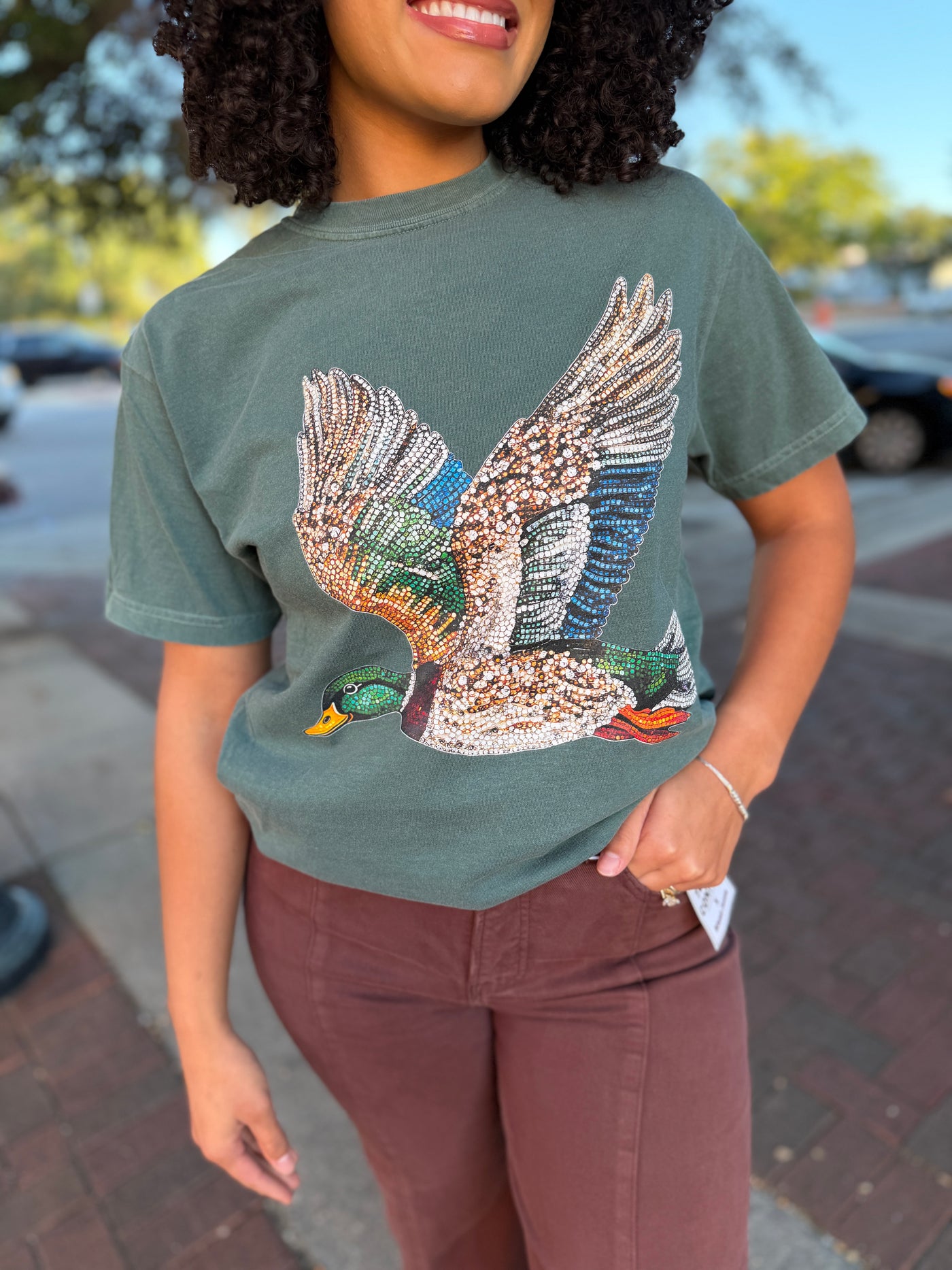 Faux Rhinestone Duck Graphic