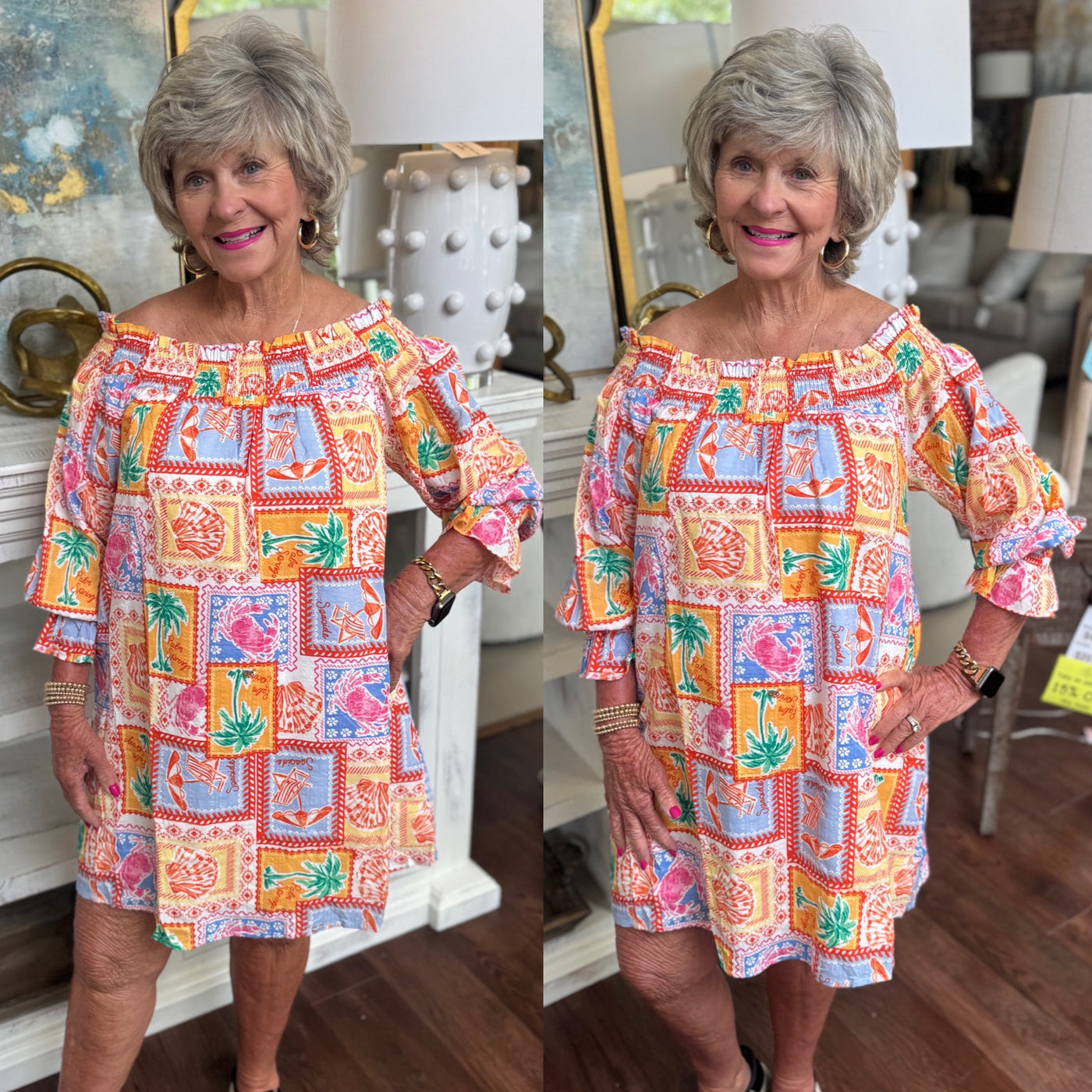 Orange Off The Shoulder Dress