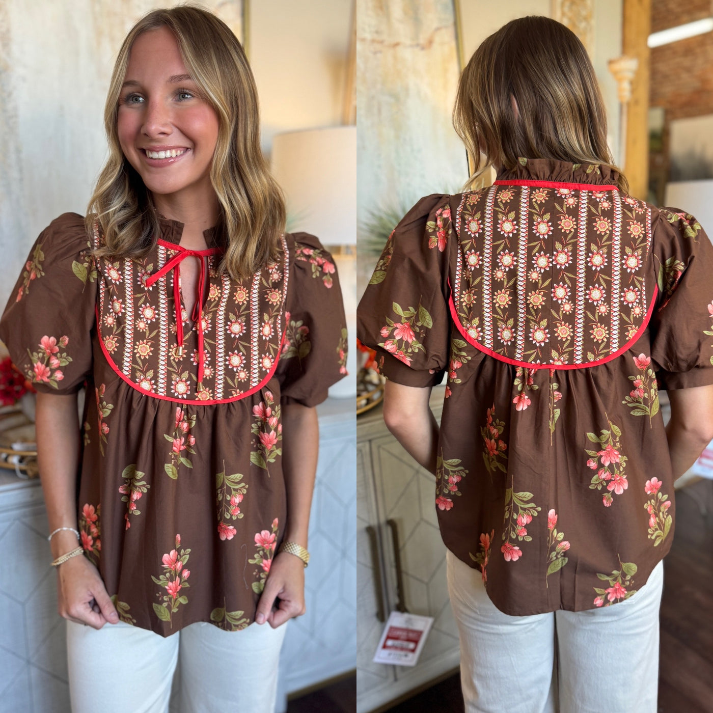Chocolate Floral Blouse