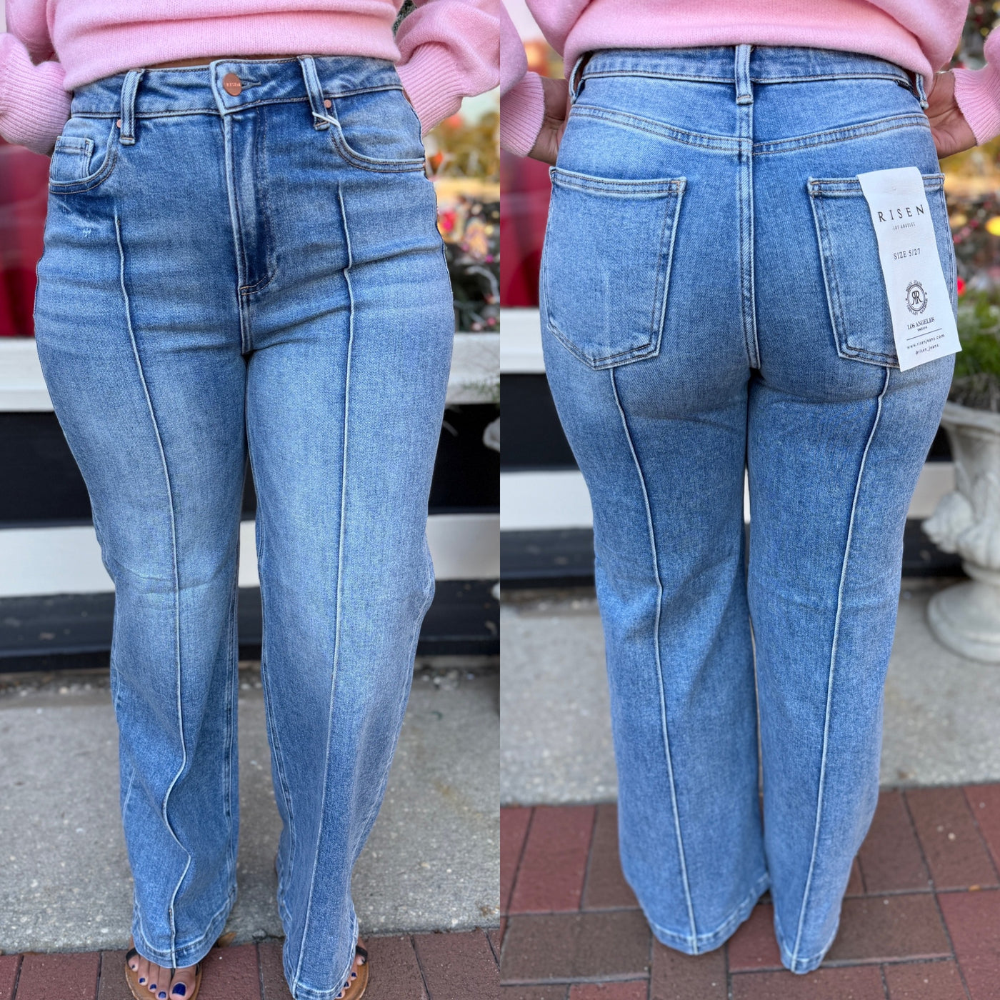 Wide Leg Pintuck Jean