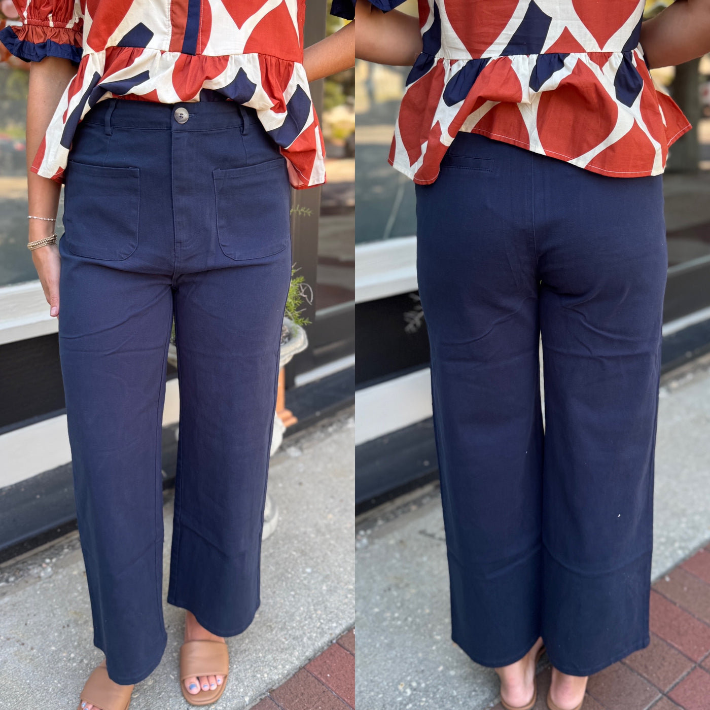 Wide leg patch pocket pant