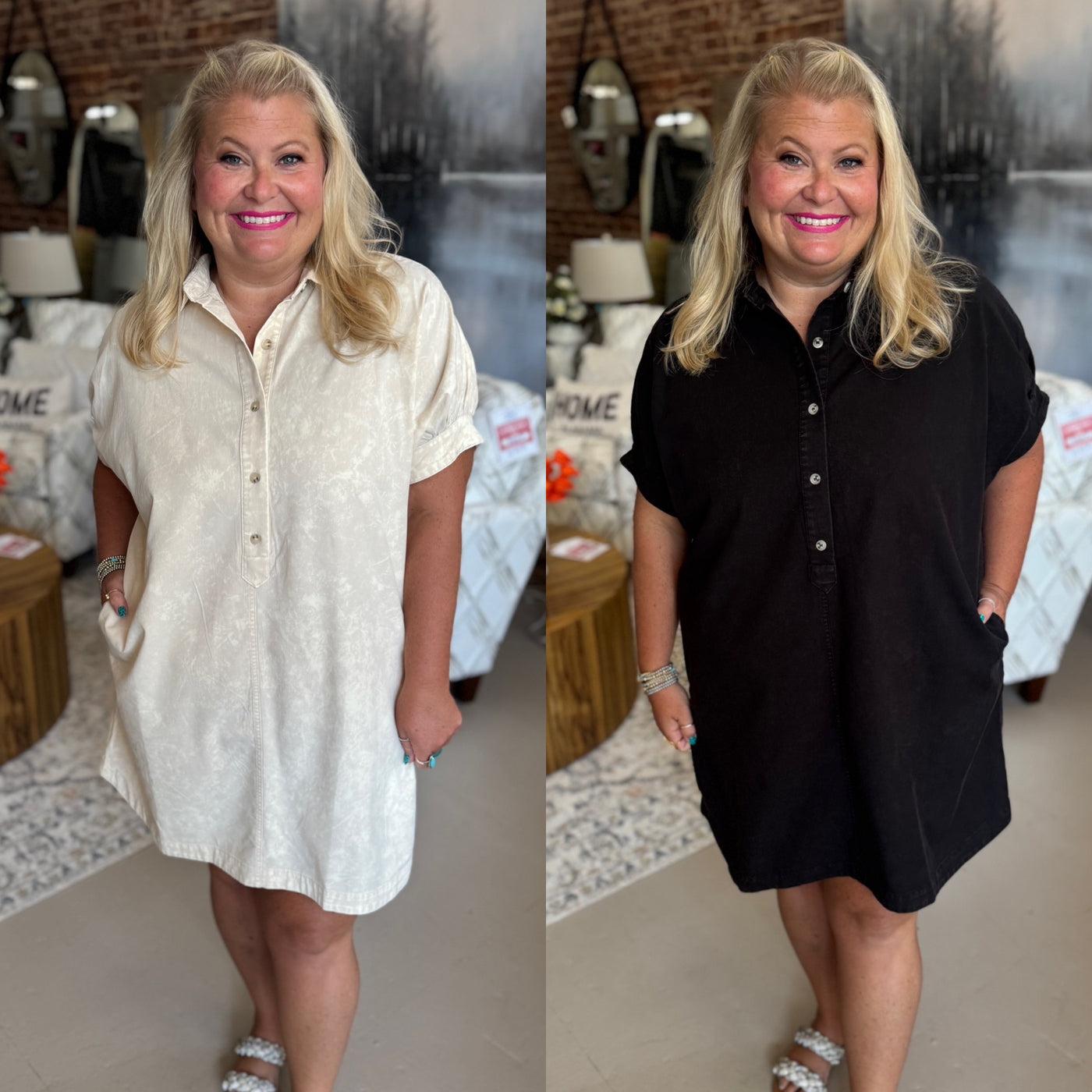 Mineral Wash Shirt Dress