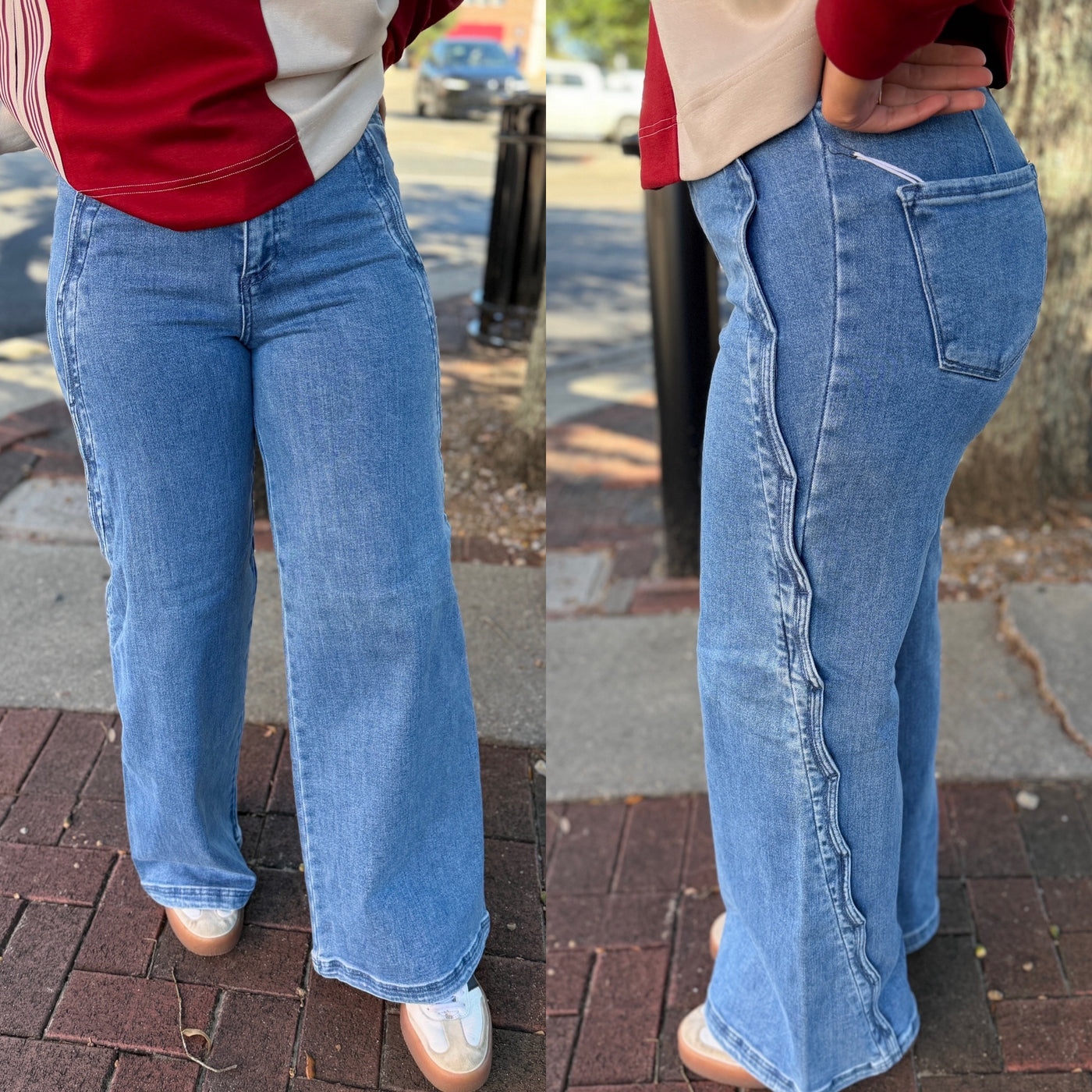 Scalloped Edge Wide Leg Jean