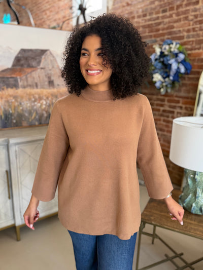 Camel Mock Neck Sweater