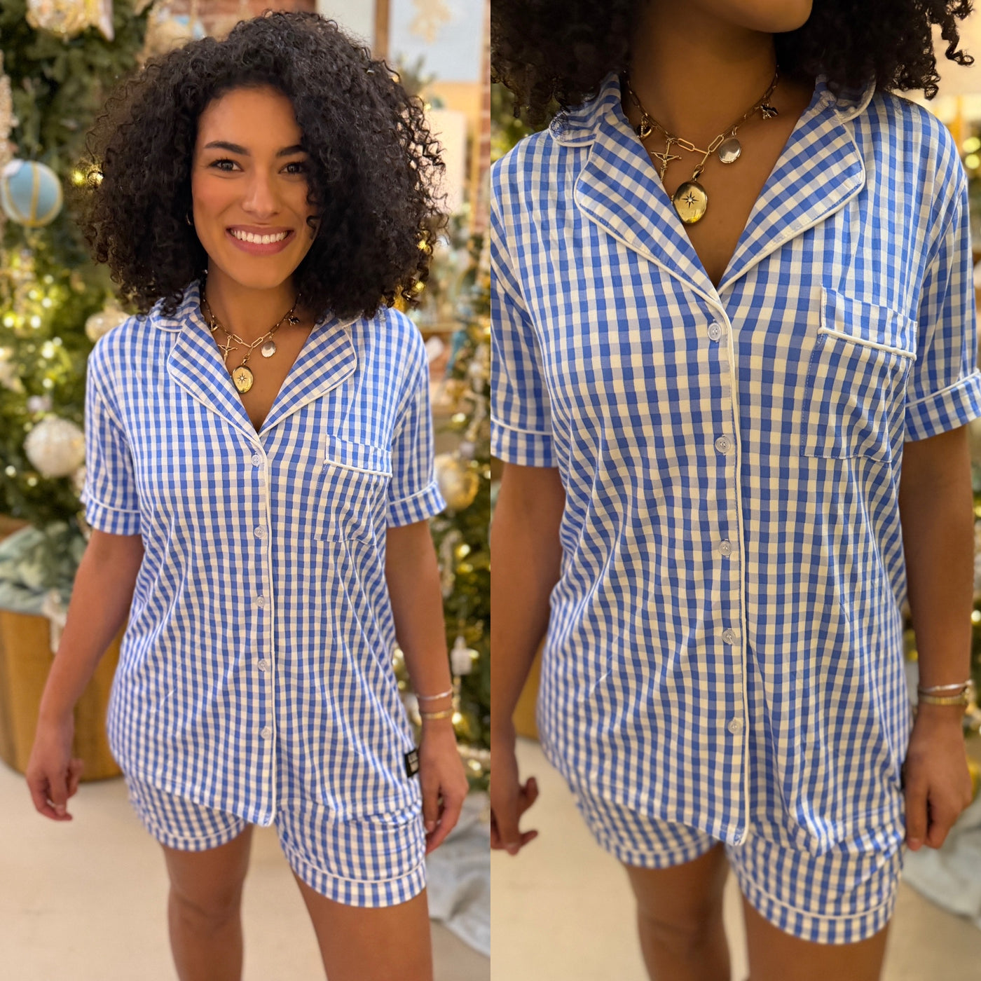 Blue Gingham Check PJs
