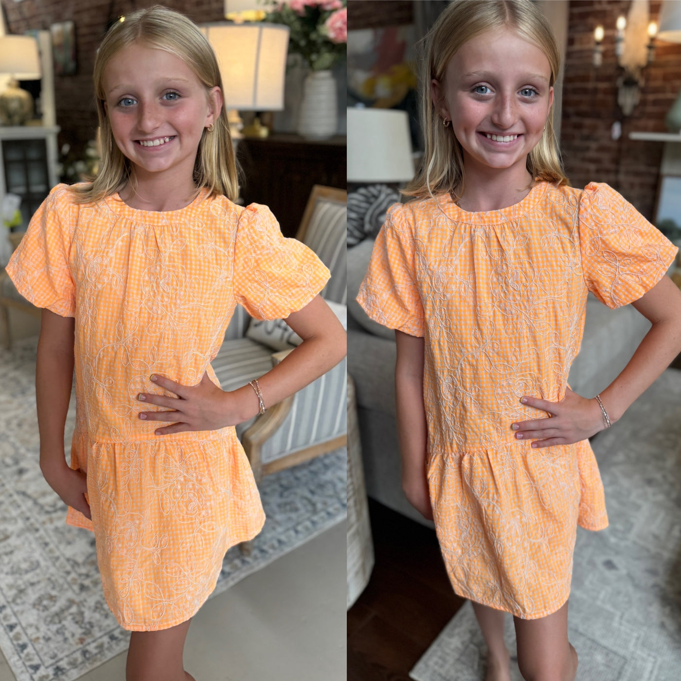 Girls Neon Orange Dress