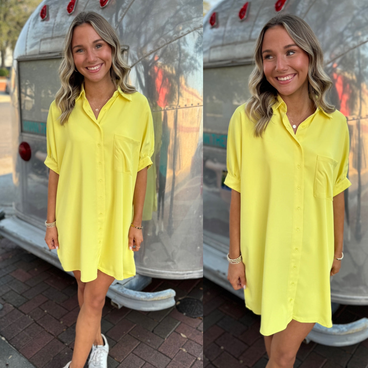 Neon Yellow Button Dress