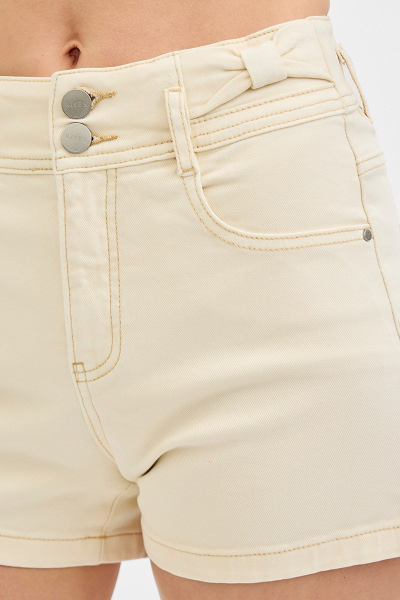 Almond Bow Detail Denim Short