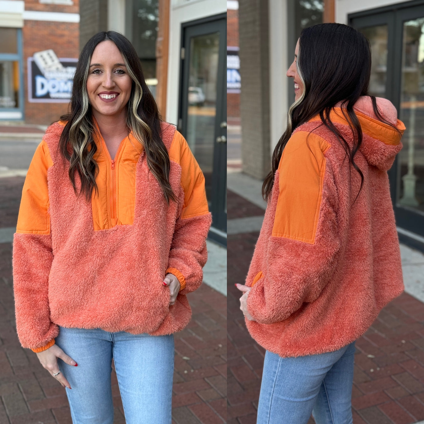 Coral Sherpa Pullover