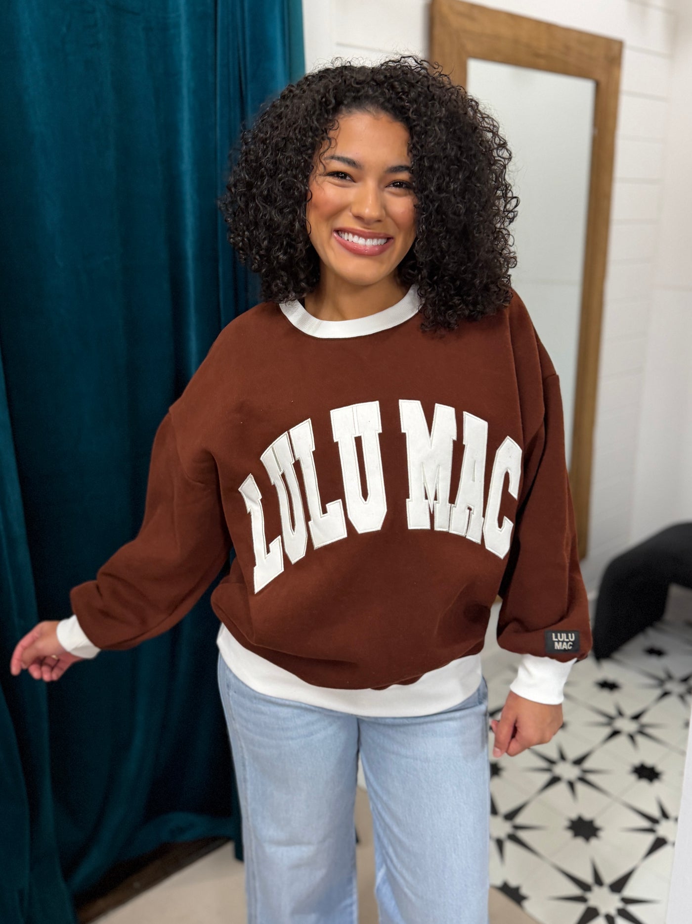 LULU Brown Colorblock Sweatshirt