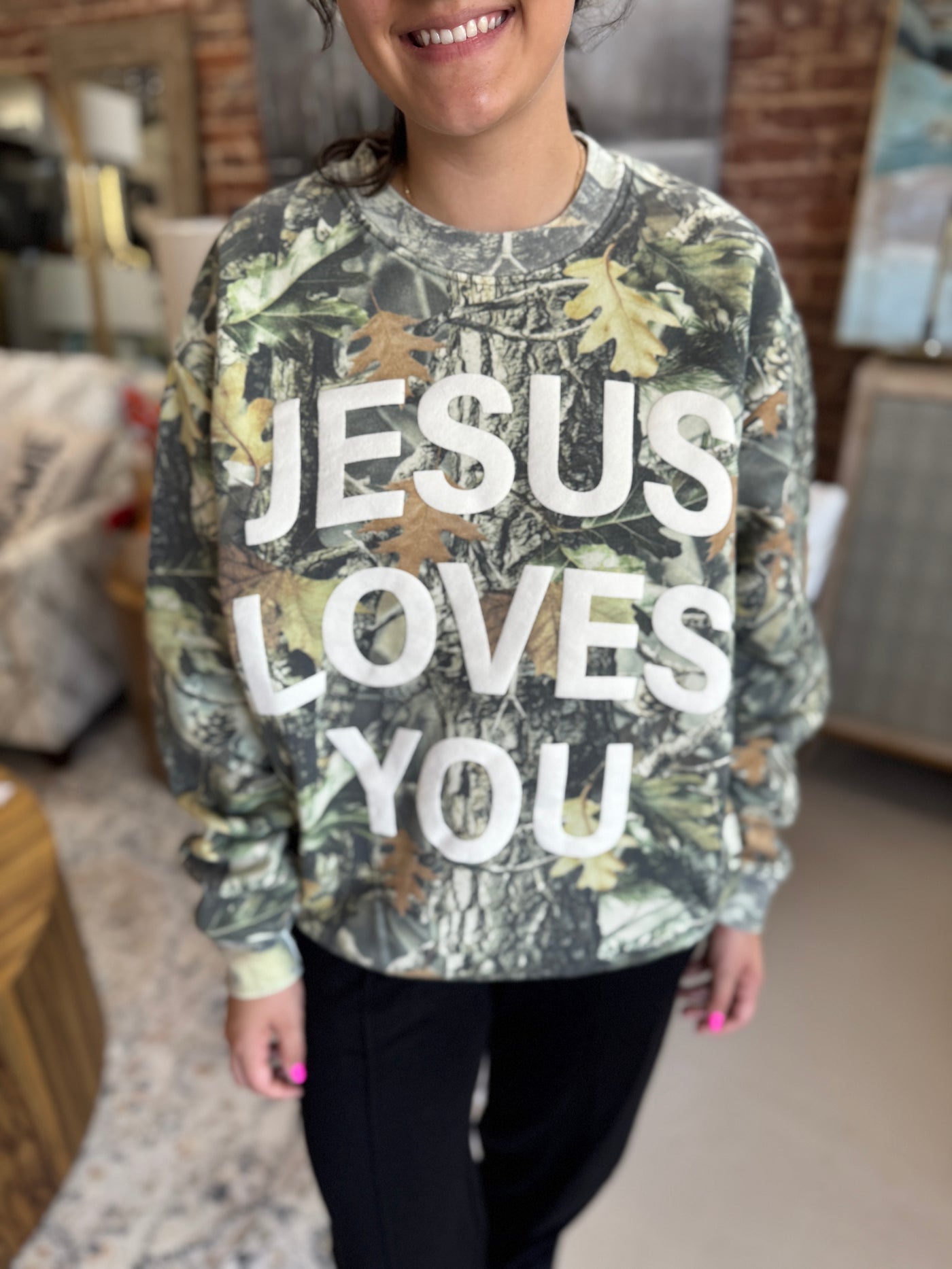 Jesus Loves You Camo Sweatshirt