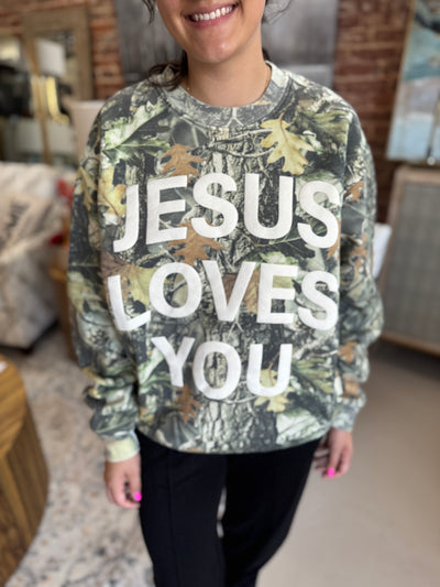 Jesus Loves You Camo Sweatshirt