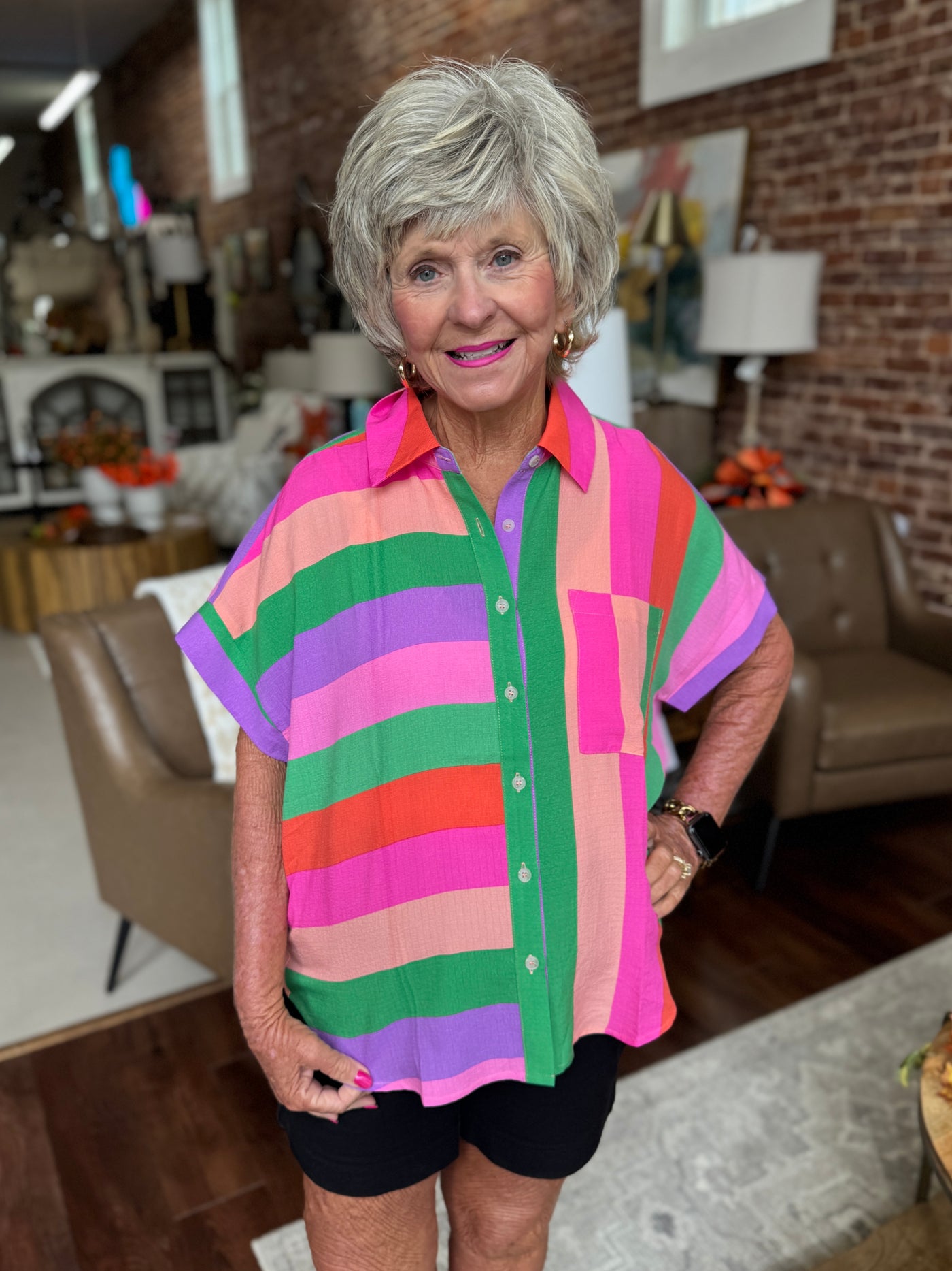 Vibrant Multi Stripe Top