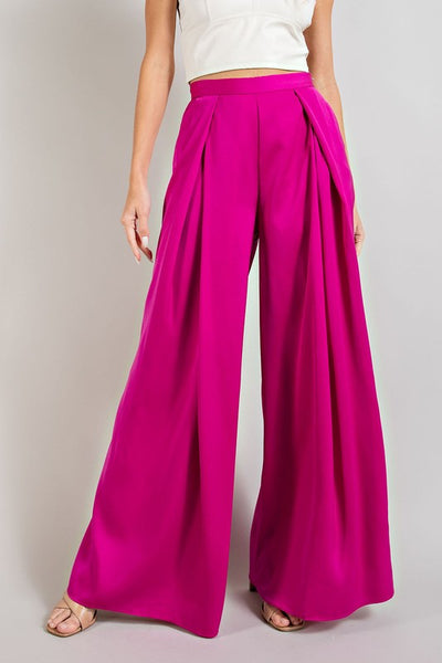 Pleated Pink Wide Leg