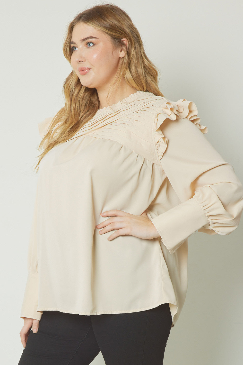 Neutral Pleated Blouse